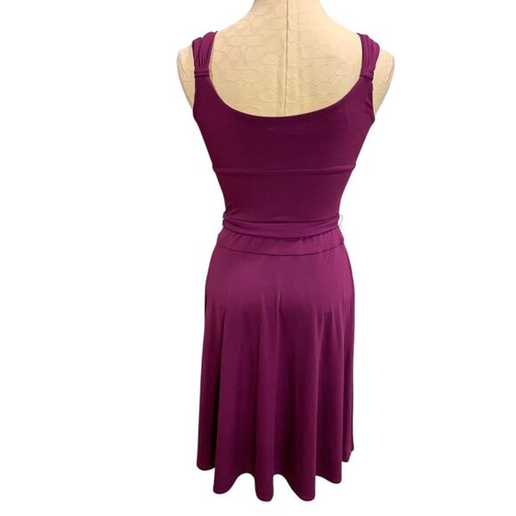 Size 4 Morgan McFeeters Purple V-Neck Dress Sleeveless Belted - Picture 5 of 8